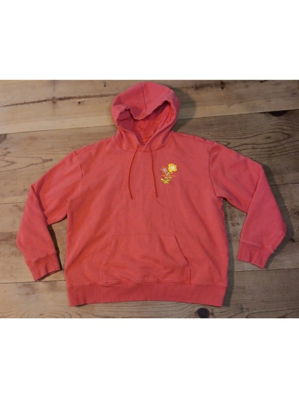 Merrell Pullover Hoodie Sweatshirt Womens US L Coral Pink Fleece Lined Outdoor